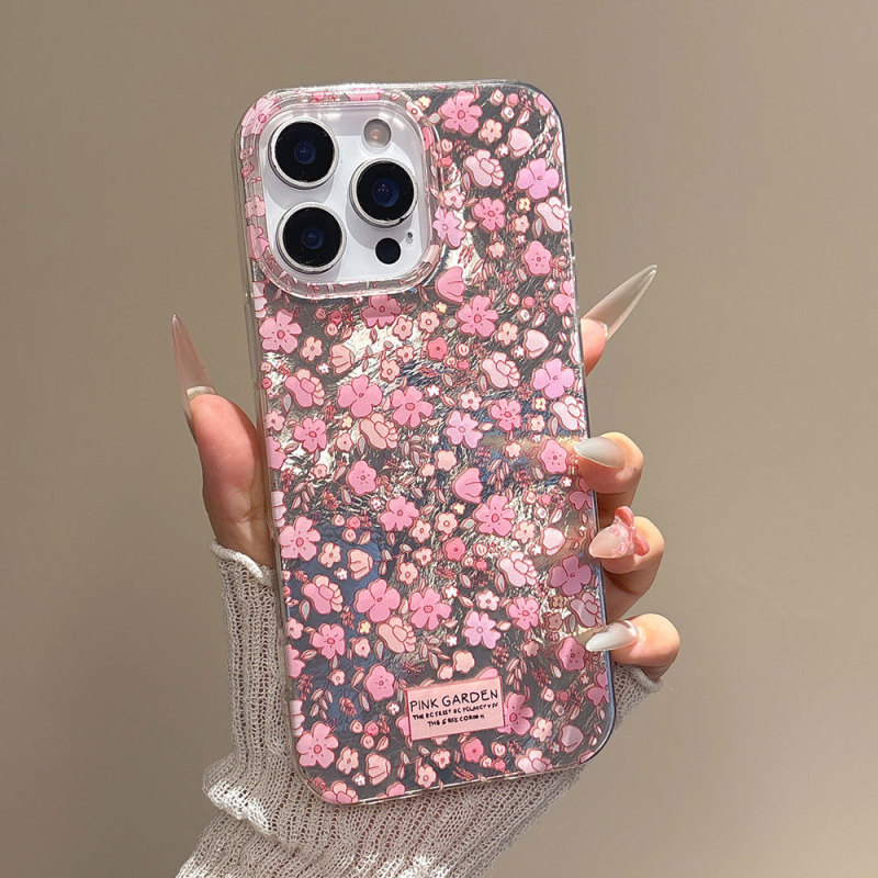 新款适用苹果iphone16pro手机壳满屏小红花潮流手机保护套ins风15|undefined