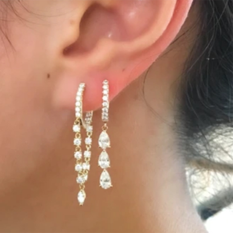 Pendientes de diamantes de color gota de agua de personalidad de temperamento japonés y coreano