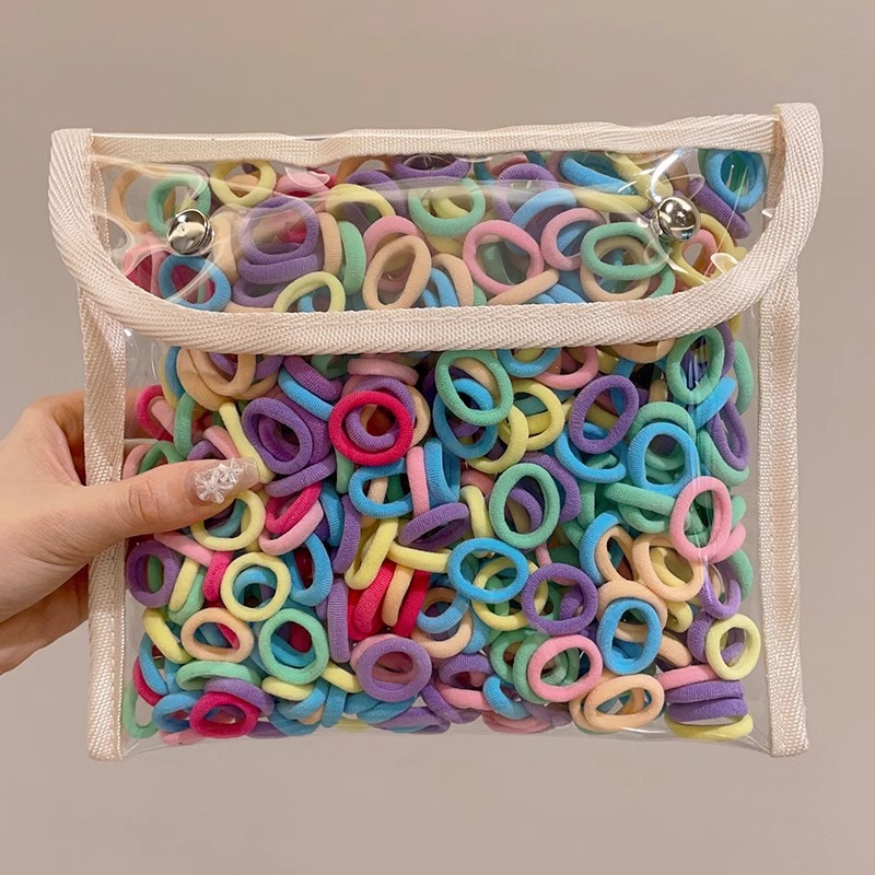 Anillo de cabello para niños de alta elasticidad para chicas de cola de caballo banda de goma trenzada cabello no lesionado cabello de bebé cuerda de cabeza red de cabello rojo cubierta de cuero