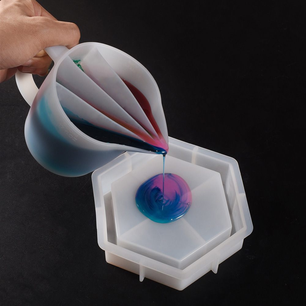Taza de silicona para mezclar colores con múltiples compartimentos, herramienta de repostería DIY, taza para mezclar colores con compartimentos separados, taza con compartimentos de colores sin necesidad de lavado, venta al por mayor transfronteriza.