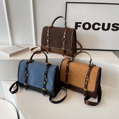 潮流時尚包包女2023冬季洋氣handbags 流行雙肩包拼接撞色背包