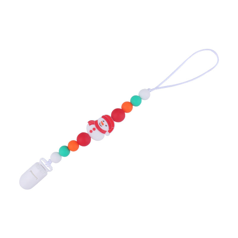 Nuevo bebé dibujos animados Navidad serie chupete cadena bebé cuentas de silicona mordedor dientes molienda anti-gota cadena