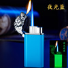 Creative metal tiger head windproof lighter inflatable personality tiger head straight into the blue flame lighter cross -border wholesale