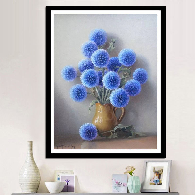 Diamond Painting Blue Flower Vase