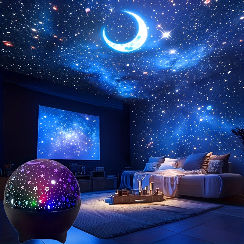 temu爆款星空梦幻投影灯星星月亮氛围灯北极光水波纹星旋小魔球|undefined