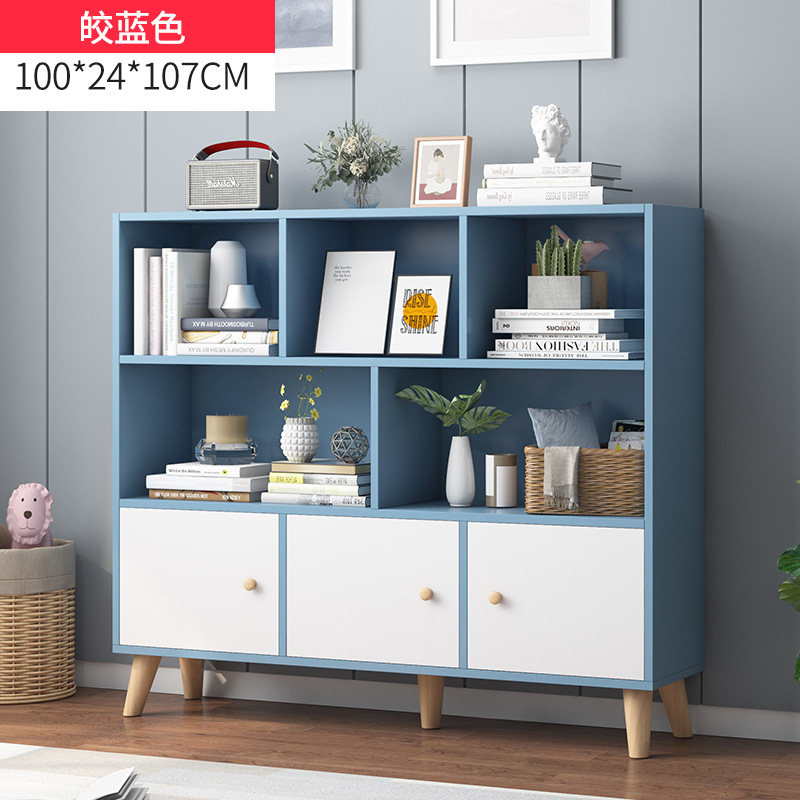 Simple estantería piso simple sala de estar rack de almacenamiento hogar estante de almacenamiento de juguete para niños estudiante a cuadros estantería corta