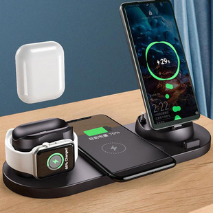 Cross-border new six-in-one wireless charger for flat watch headphones 15W fast charger mobile phone wireless charger
