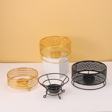 复古镂空创意干锅炉固体酒精炉烤鱼小龙虾商用铁艺金色花边保温炉