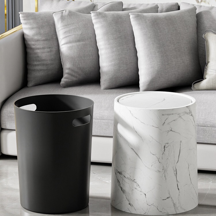 Trash Can Home 2024 New Style High Color Value Living Room Kitchen Flip Bathroom Marble Pattern Square Large Capacity