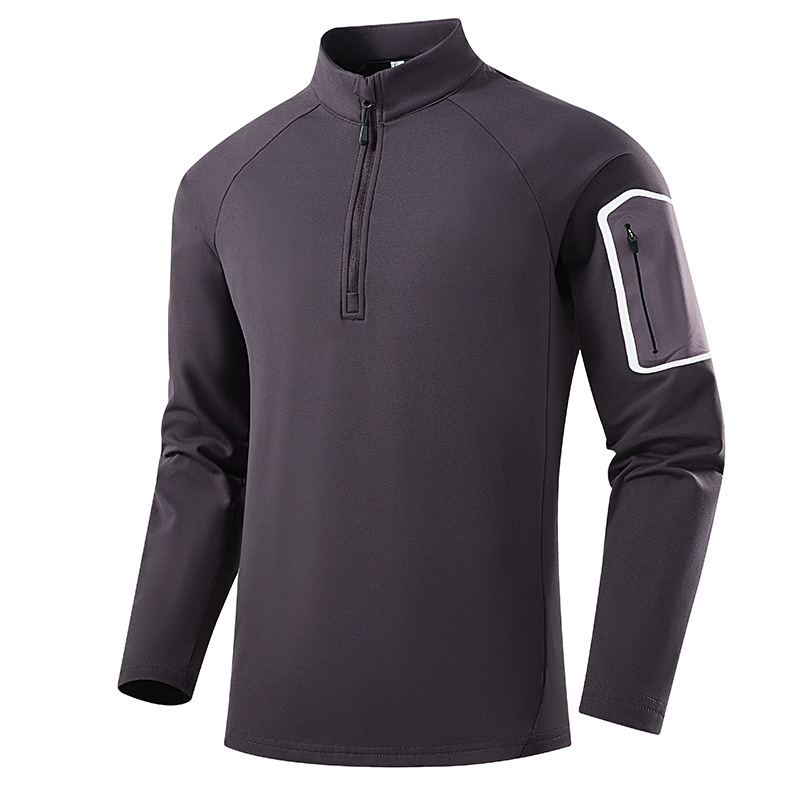 Men's half-zip stand-up collar long-sleeve Coolsen fleece sweatshirt, soft and comfortable base shirt, versatile crew-neck sweatshirt for men