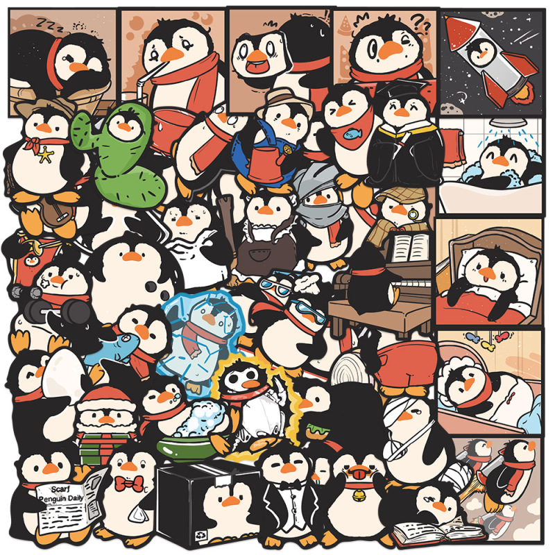 50 Original Penguin Graffiti Stickers Cartoon Animals DIY Phone Case Decoration Luggage Skateboard Stickers Journal