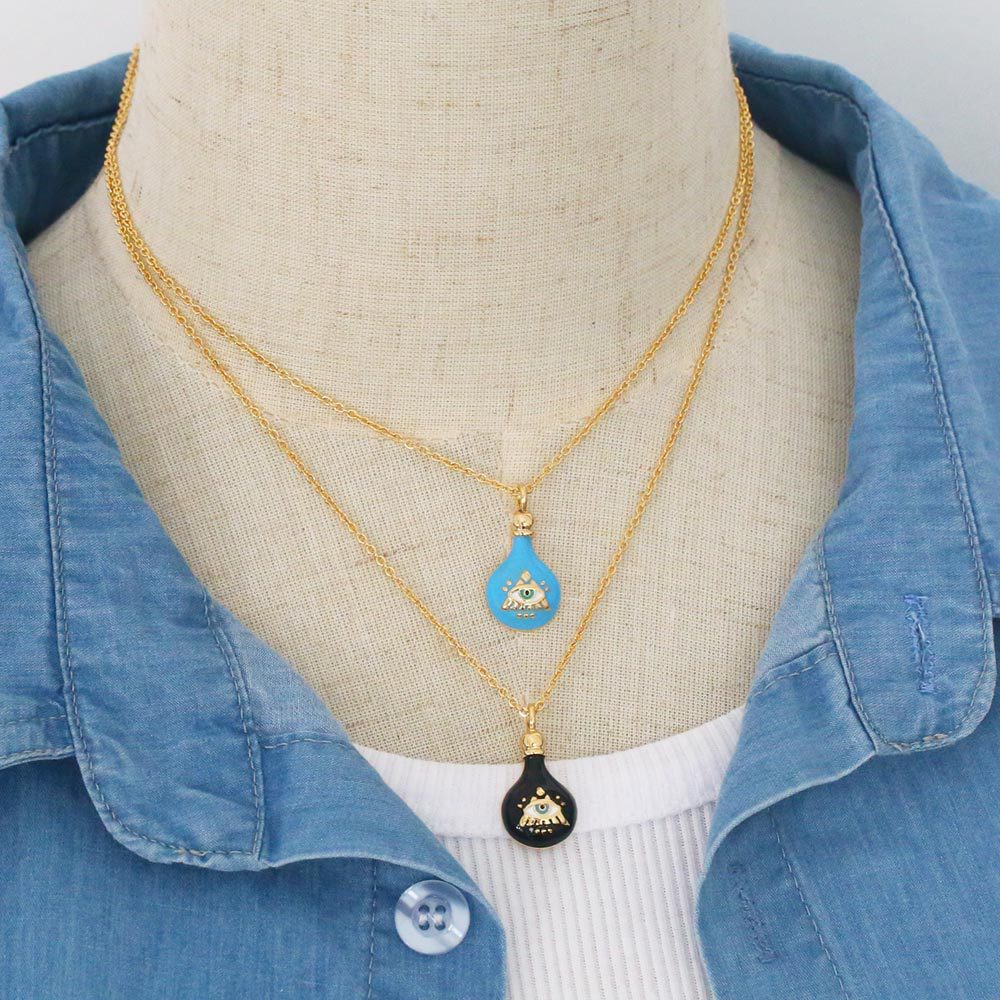 Fashion Devilu0027S Eye Bulb Copper Pendant Necklace Enamel Copper Necklaces