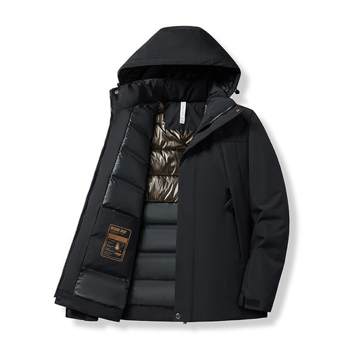 Autumn and winter new couple's cotton-padded jacket, windproof and warm, with graphene lining and stand-up collar, hooded men's cotton-padded jacket.