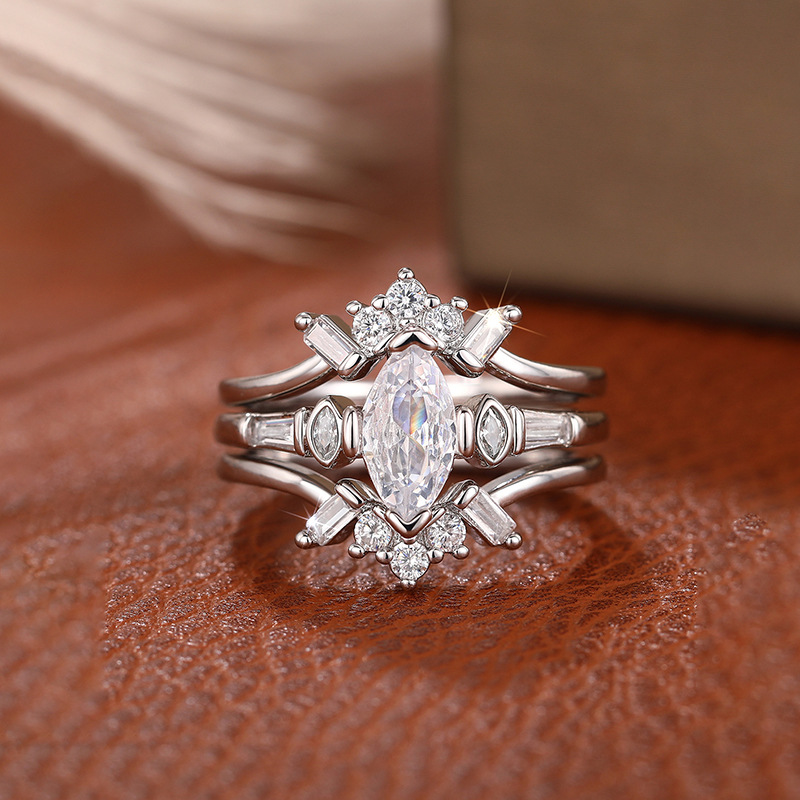 Zircon Inlay Material Rings Classification Wholesale Jewelry Elegant Modern Style Geometric Copper Zircon Rings