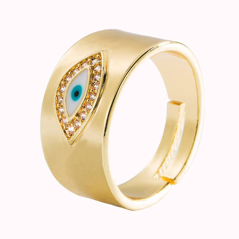 fashion eyes mushroom shape copper micro-inlaid zircon open ring