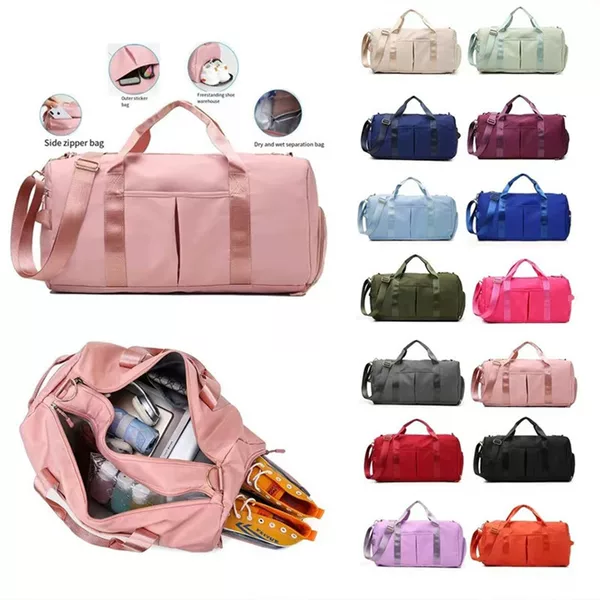 Cross-border Sports Fitness Bag Women's Dry and Wet Separation Swimming Training Bag Leisure Short Distance Storage Travel Bag Printed Logo