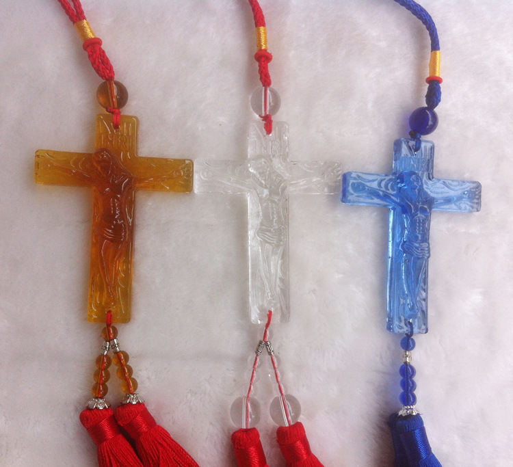 Crystal Glass Cross Car Hangers On-board Pendants Auto Accessories Hangers Wholesale