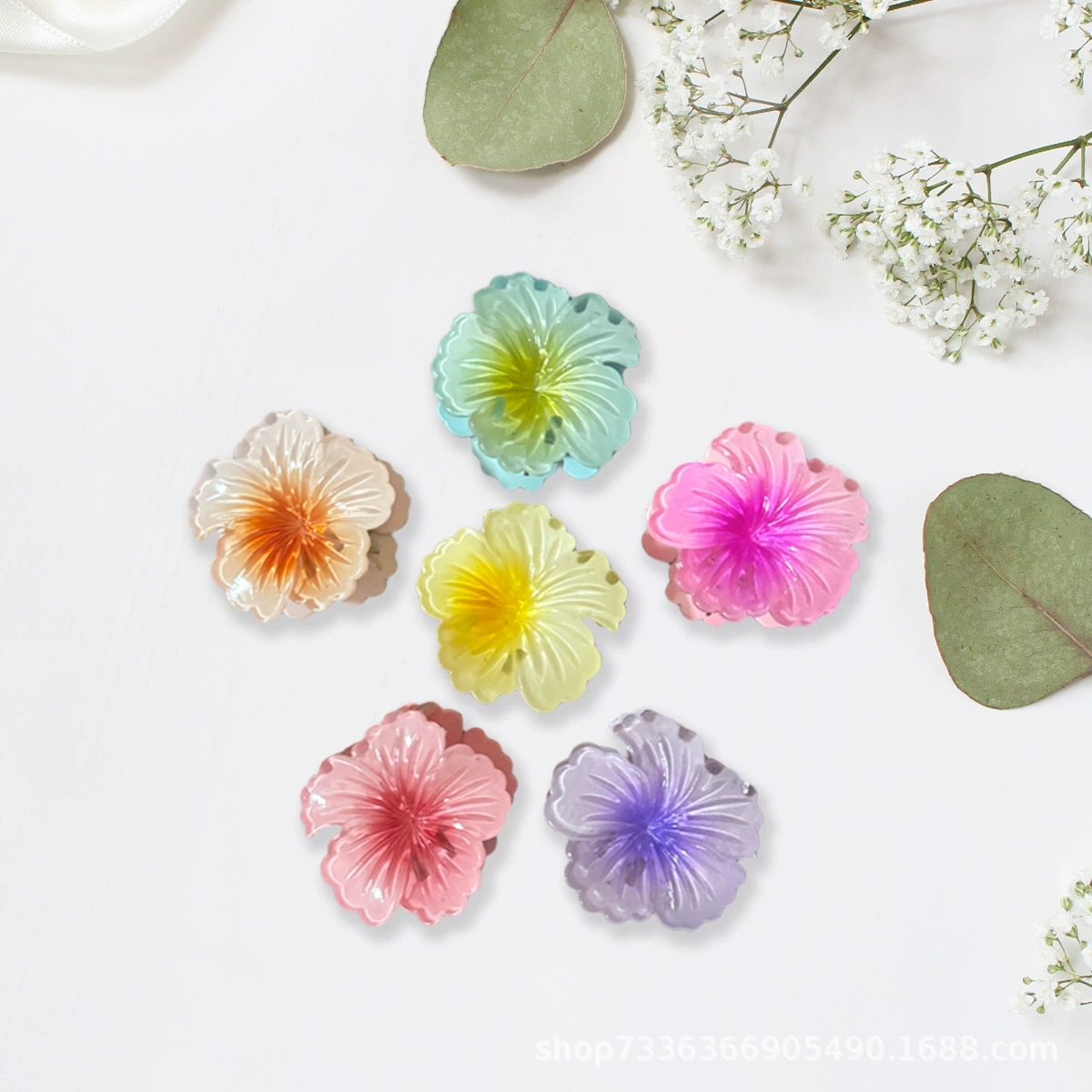 4 см заколка для волос с цветочным градиентом дофамина для женщин, модная заколка с цветным цветком и градиентом, заколка в форме акулы на затылке