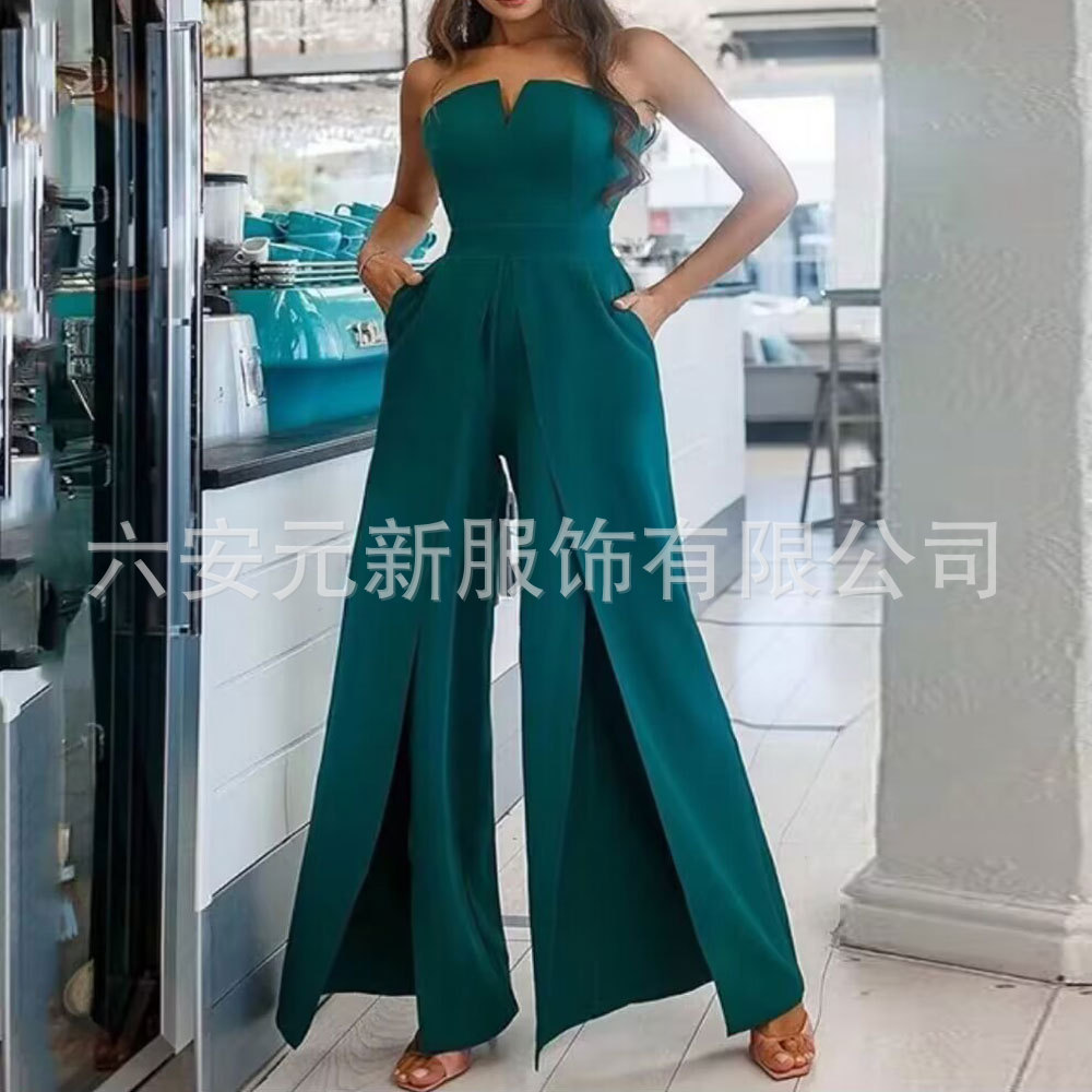 Amazon AliExpress nuevas mujeres de alta cintura casual jumpsuit pantalones sexy tubo superior elegante mono del partido