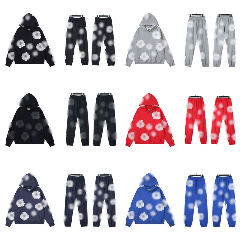 High-Quality Cross-Border American High-Street Style Denim Tears Cottonwood Flower All-Over Print Loose Hooded Sweatshirt High-Quality Cross-Border American High-Street Style Denim Tears Cottonwood Flower All-Over Print Loose Hooded Sweatshirt