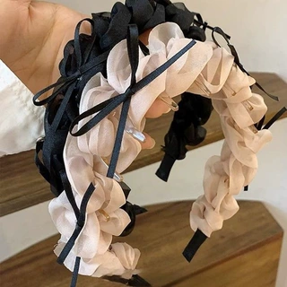 2026新款带齿防滑蝴蝶结褶皱齿梳发箍女增高颅顶设计压发头箍发卡