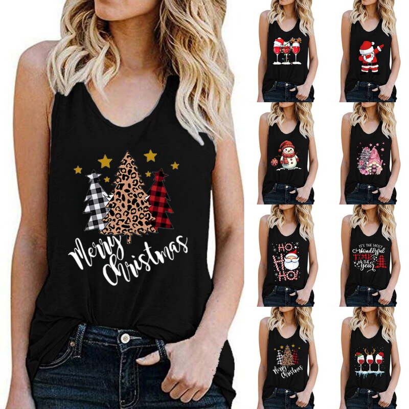 Cross-Border Women's Clothing Aliexpress Summer New Independence Day Printed Foreign Trade Christmas Printed Vest