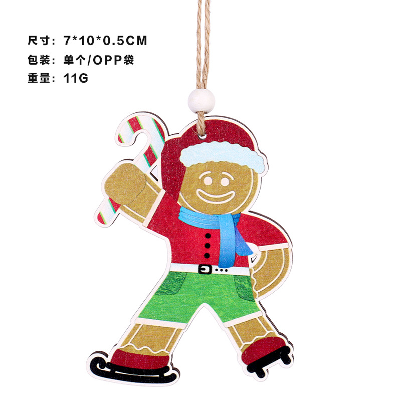 Nuevos productos transfronterizos decoraciones navideñas pan de jengibre de Navidad hombre colgante de madera DIY colgante de árbol de Navidad