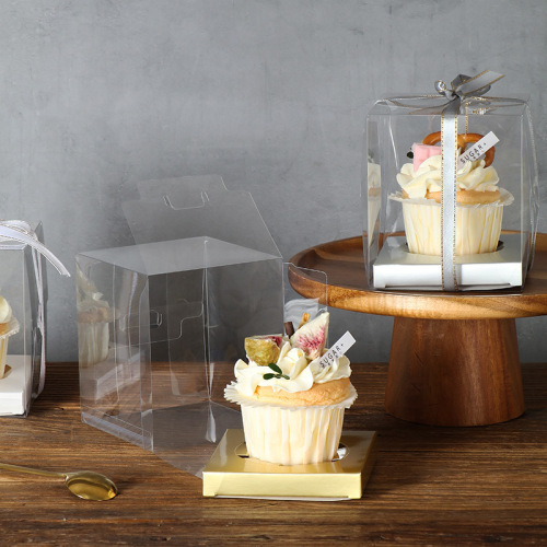 Fully transparent single cup cake box 1 muffin cup pudding wood chaff cup western dessert baking box