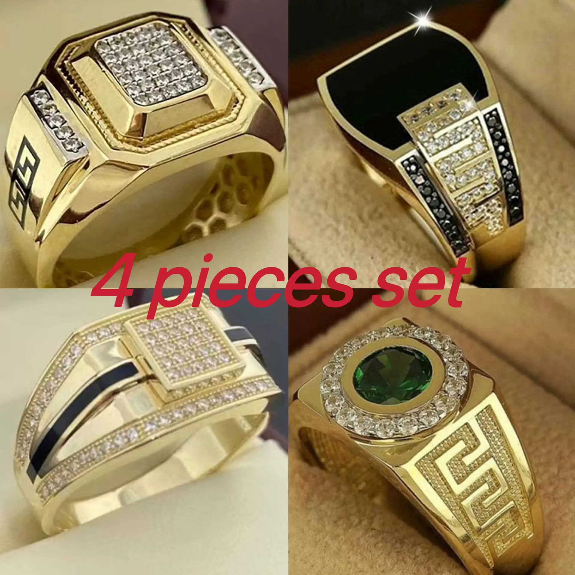 三杰 跨境TEMU热卖男士戒指 时尚霸气男戒 镶嵌钻石饰品厂家直销