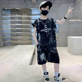 跨境俄罗斯ozon童装男童夏装套装儿童夏季背心运动服中大童男孩潮