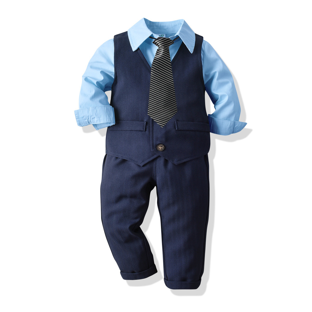Boys' Dress Set Formal Dress Children's Baby's Gentleman Vest Shirt Trousers British-style Four-piece Banquet Dress