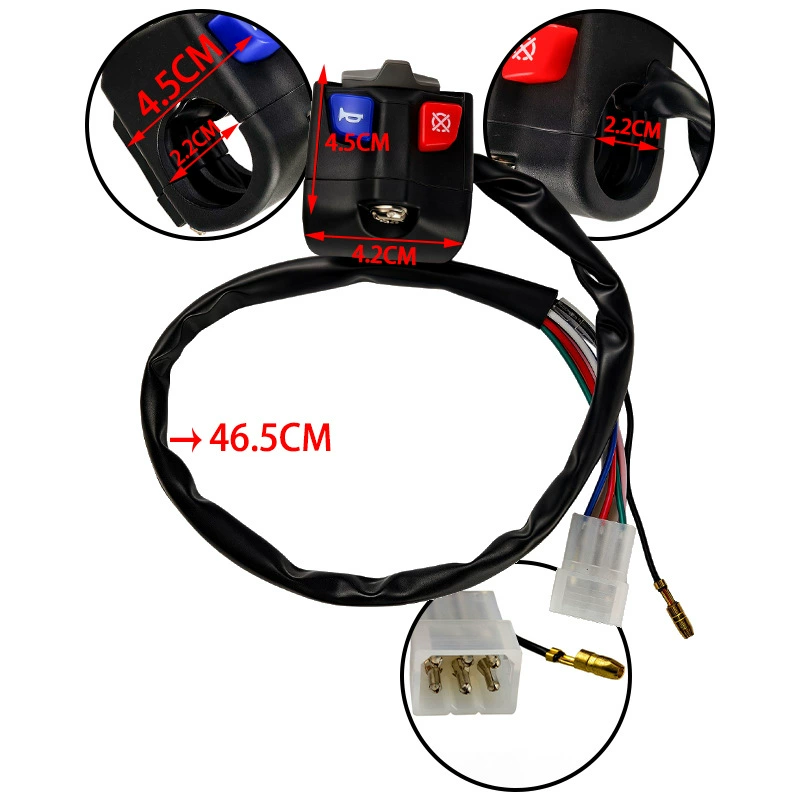 Handlebar Switch (Rayana) BZKG-KTM left, Motorcycle Control Assembly, 6‑Wire Plug