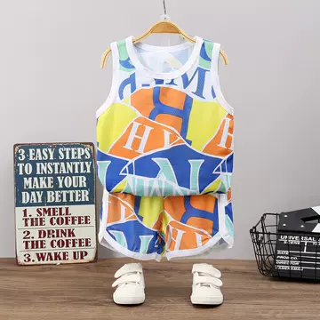 Children's vest set summer halter ice silk sleeveless shorts quick dry clothes boys mesh thin children's clothing wholesale - ShopShipShake