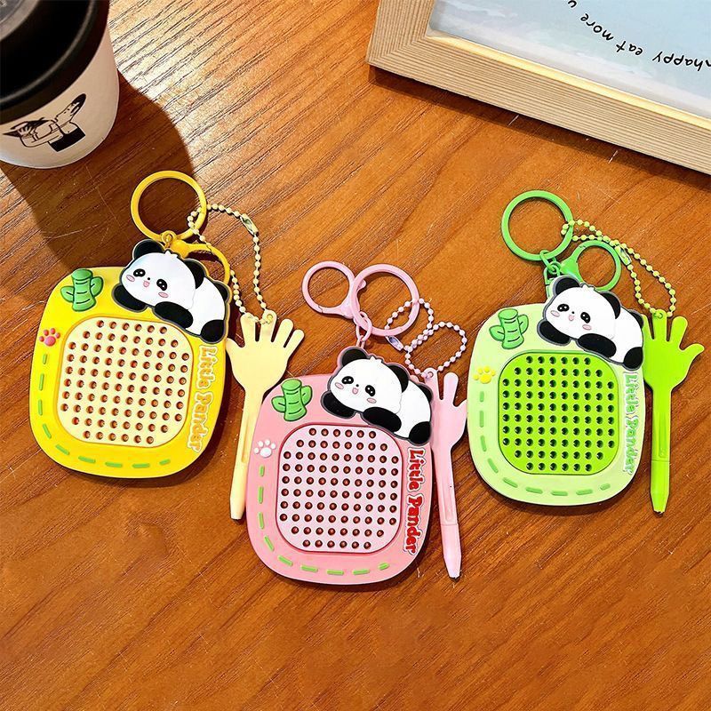 Panda magnetic bolas de acero tablero de dibujo de dibujo de dibujos animados juguetes de dibujos animados llaveros vacaciones regalo de estudiantes colgantes mochila