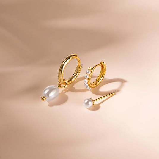 Orecchini pendenti di lusso con perle finte e placcati oro_voghion.com
