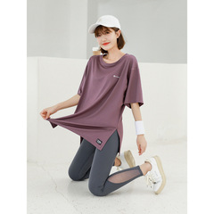 プラスサイズのフィットネス服女性の夏の半袖 Tシャツファット mm 100kg ルーズヨガ服トップロングカラースポーツウェア