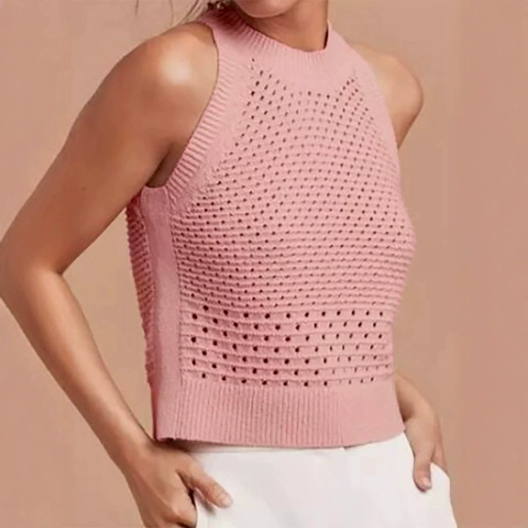 Внешняя торговля Трансграничная Европа, Европа, Амазонка Источник вязаный свитер женский с круглым вырезом жилет полый пуловер весной и летом