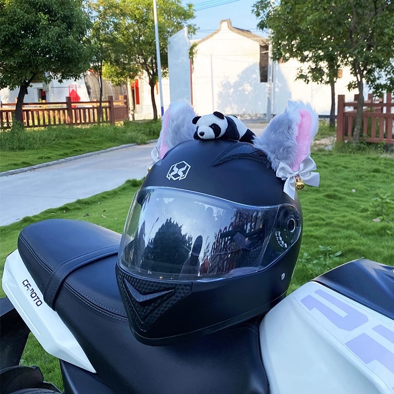 Plush Cat Ear Helmet Decoration for Motorcycle Helmet