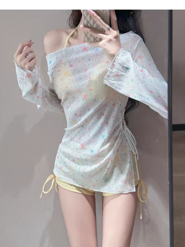 シーサイドドーパミンビキニスプリットスリーピーススリム水着女性の純粋な欲望スタイルルーズカジュアル水着|undefined