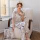 Spring and Summer New Short-sleeved Pajamas suit Ink Pattern Women's Pajamas High-end Luxury Outwear Home Apparel