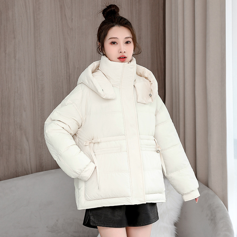 Ropa de algodón corta para mujeres 2024 nuevo tamaño grande de moda coreana chaqueta de algodón rojo con capuchón pequeño y suelto