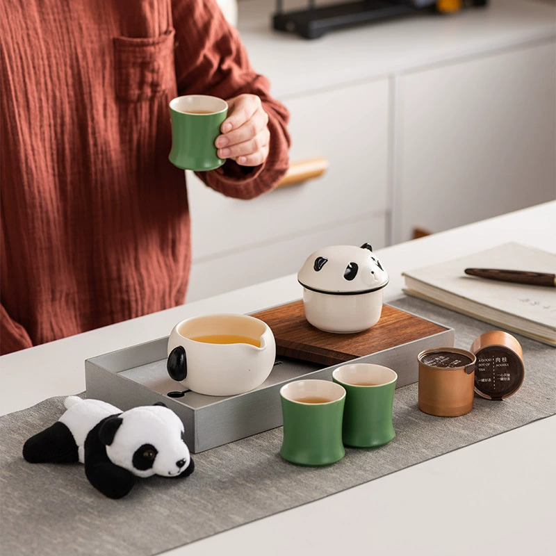 Tea set, handheld tea cup for traveling, panda, Birthday gift