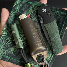 深圳跨境工厂差异化开发客制便携式复古皮革打火机钥匙扣挂套 配