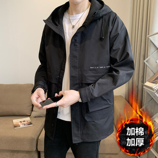 Winter Cotton Hooded Coat Casual Korean Style Long Zipper Cotton Jacket Coat