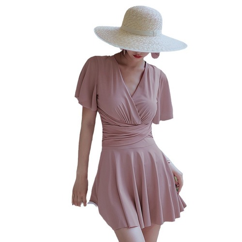 2024 New Swimsuit Women's Summer High-Quality One-piece Skirt-style Steel Support Gathering to Cover Belly and Make You Slim, Super Fairy and Conservative Swimwear