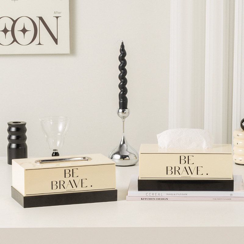 Nordic cream color tissue box desktop tissue box napkin storage finishing box modern minimalist