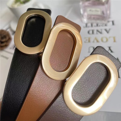 Textured oval sand nickel snap buckle women's belt simple trendy student retro belt women's decorative jeans belt