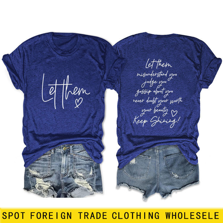 Europe and the United States cross-border ebay foreign trade leisure front and rear printing let them misuiker stay simple short sleeve