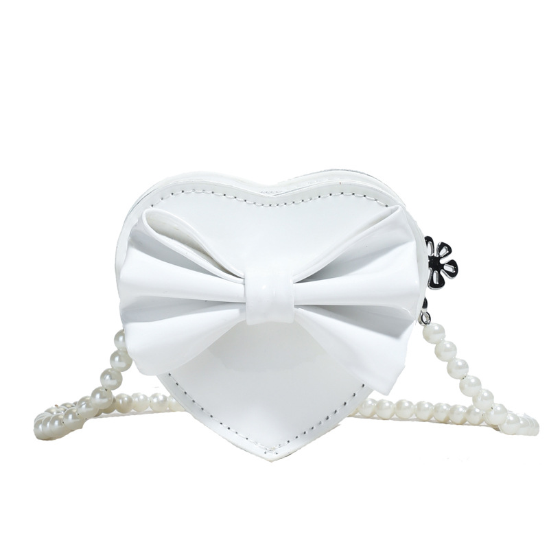 Bolso de hombro de niña brillante láser de moda Mini love bowknot bandolera de bebé bolso de cadena de perlas para niños