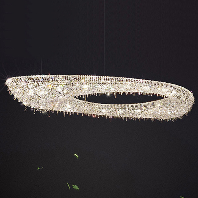 欧式水晶吊灯设计师个性创意椭圆形高级水晶灯大气奢华别墅客厅灯